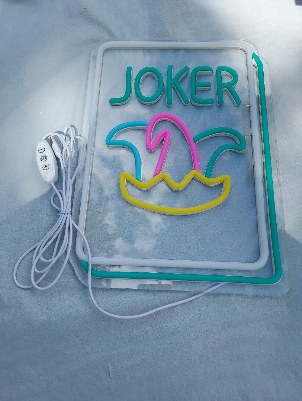 Amazon JOKER LED Sign in Teal, Pink & Yellow